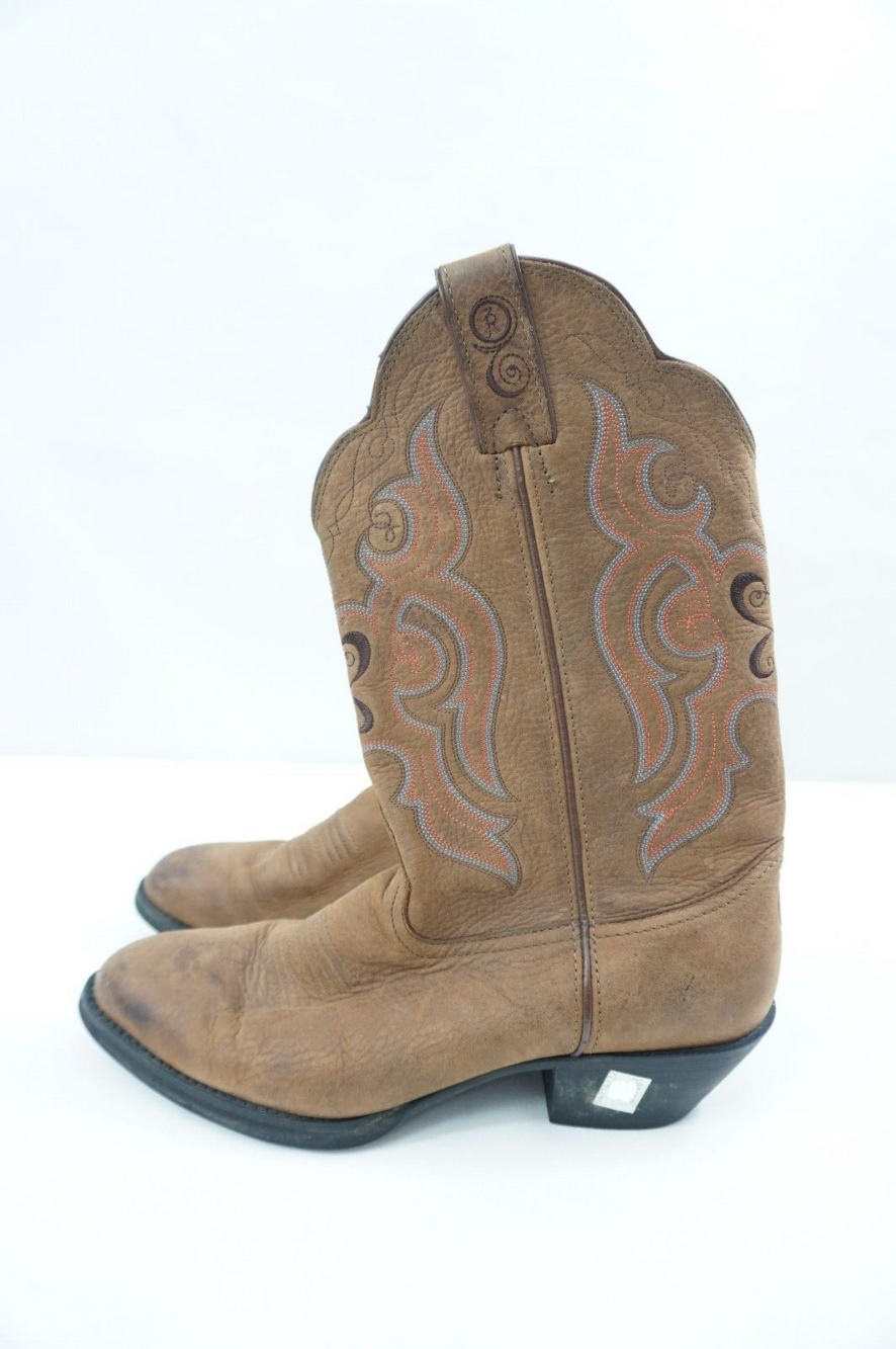 Tony Lama RR Used Women 9 Brown Leather Cowboy Boots RR5003L Slip/Oil Resistant